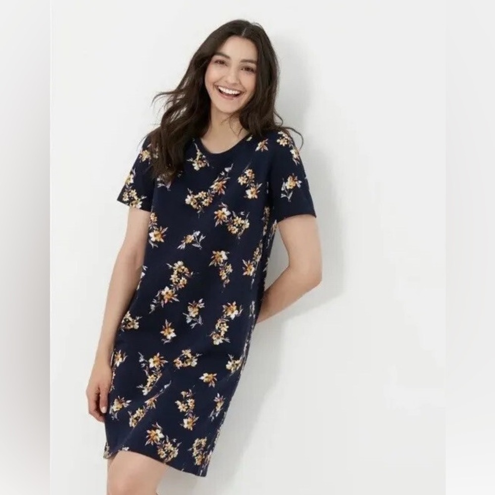 Joules Navy Floral Short-Sleeve Mini Dress - Picture 2 of 9